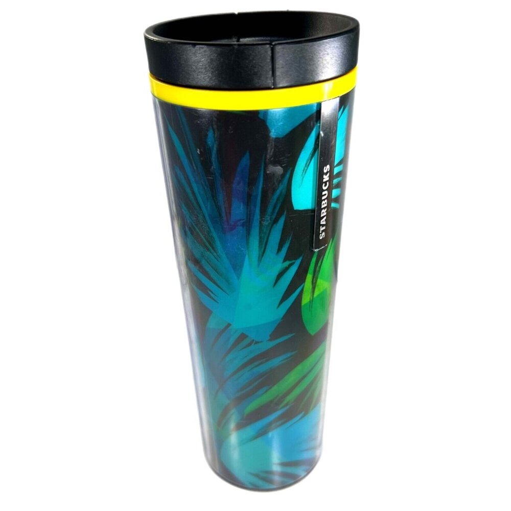 Starbucks Hawaii Collection Travel Mug Straight Sided Plastic Tumbler Palm 16 oz - Picture 2 of 11
